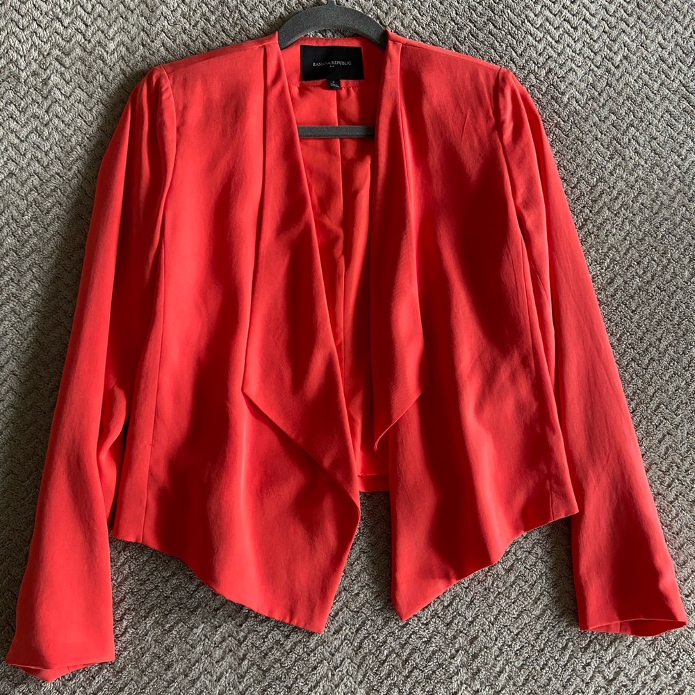 NEW Banana Republic Coral Drape Front Blazer - Picture 2 of 4
